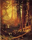 Albert Bierstadt Canvas Paintings - Giant Redwood Trees of California